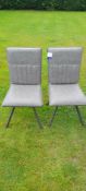 2 x steel legged, grey faux leather chairs