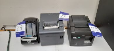 Star 75P100 Eco Future Print receipt printer, Dymo label writer 450 & Epson receipt printer