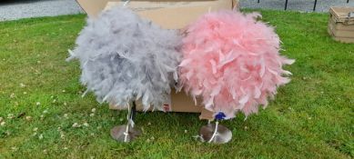 2 x table lamp with feathery lampshade