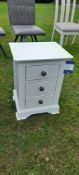 White painted 3-drawer bedside table 400(w) x 330(d) x 550(h)