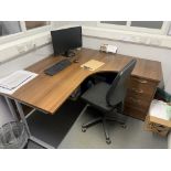 Loose removable contents of 2 offices to include an 8ft long boardroom table, 2 L-Shaped desks, 2