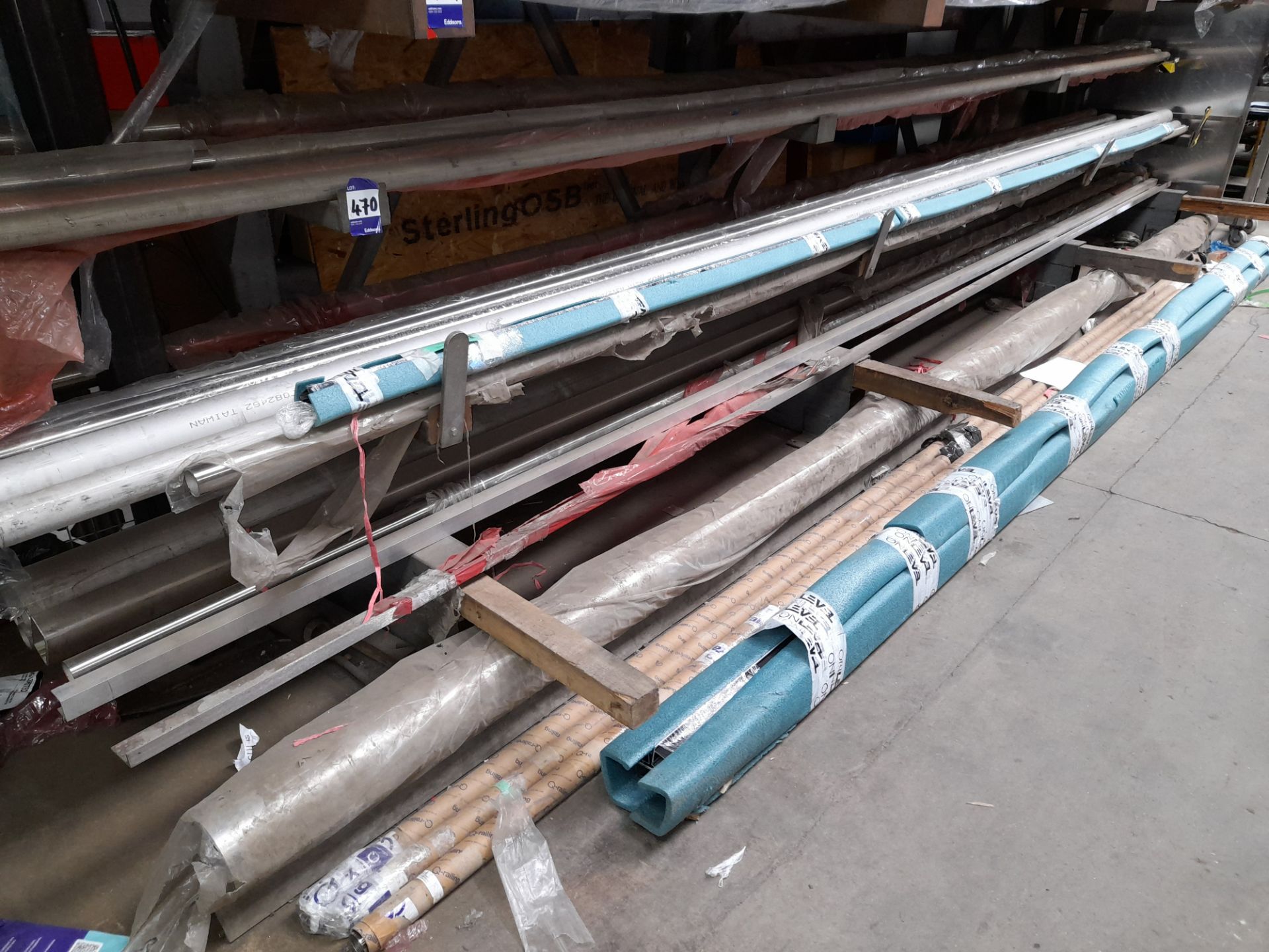 Large quantity of assorted round tube and box stock, to 3 x sections of racking (Viewing strongly