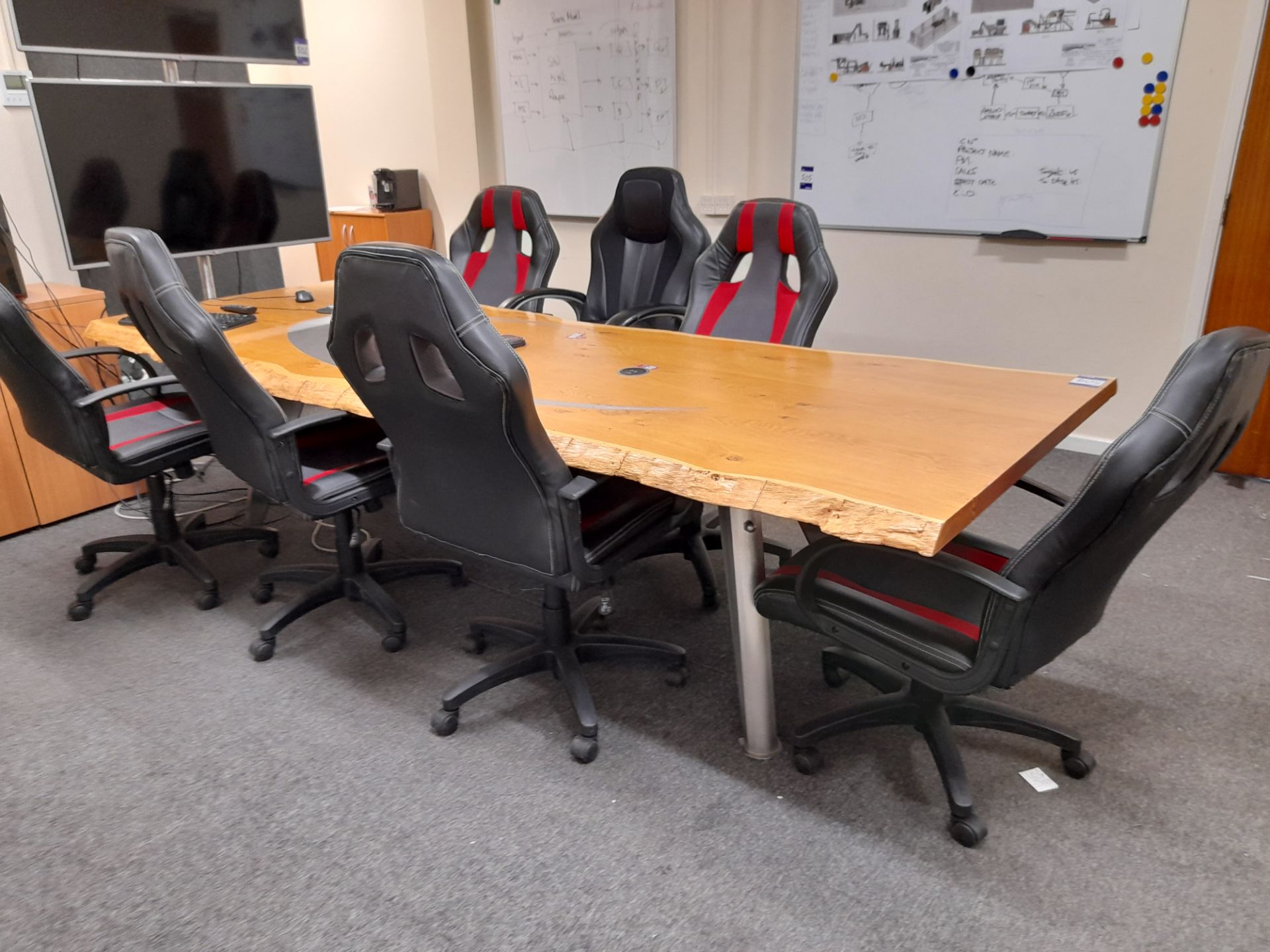 Boardroom table, with 7 x various executive chairs - Image 2 of 3