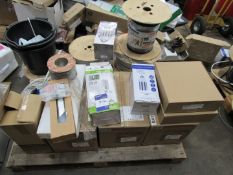 Quantity cable and light fittings to pallet
