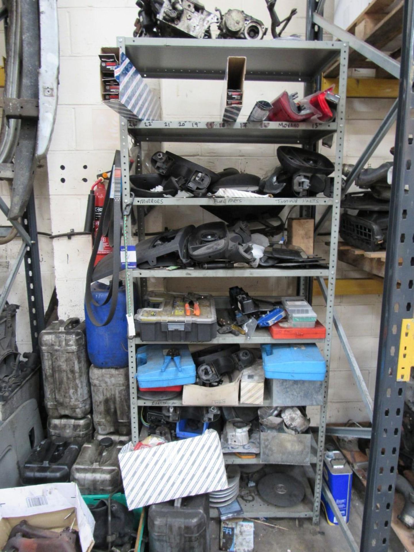 Rack and Quantity various vehicle parts