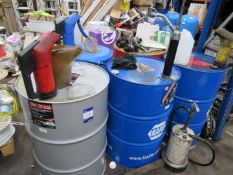 5 Various drums of oils and greases
