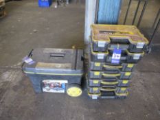 Stanley Mobile Toolbox & 7x Stanley Deep Pro Parts Organisers