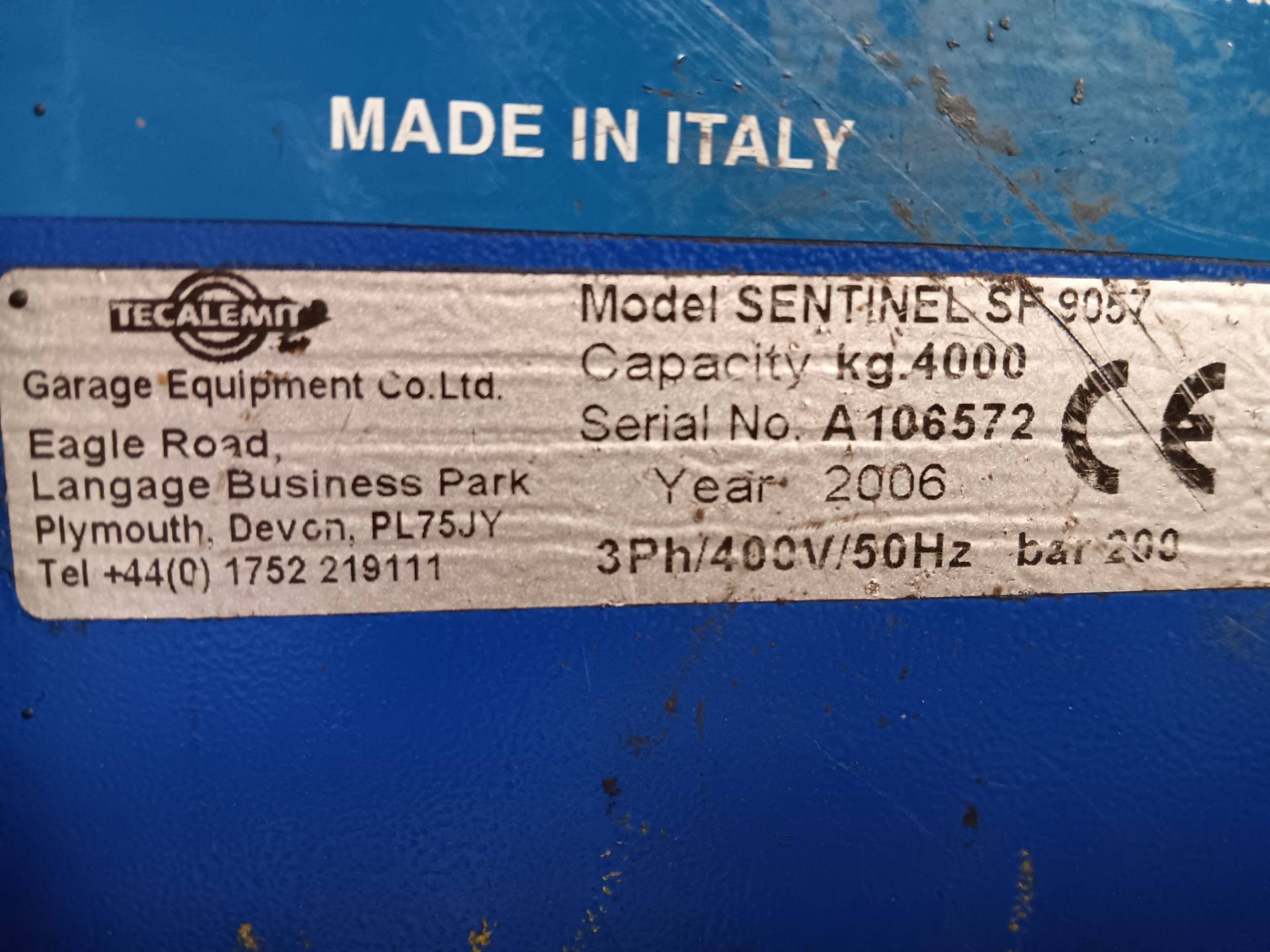 Tecalemit Sentinel SF 9057 4-Ton, 4-Post Lift – Serial Number A106572 – 2006 with Tecalemit 2.8- - Image 4 of 4
