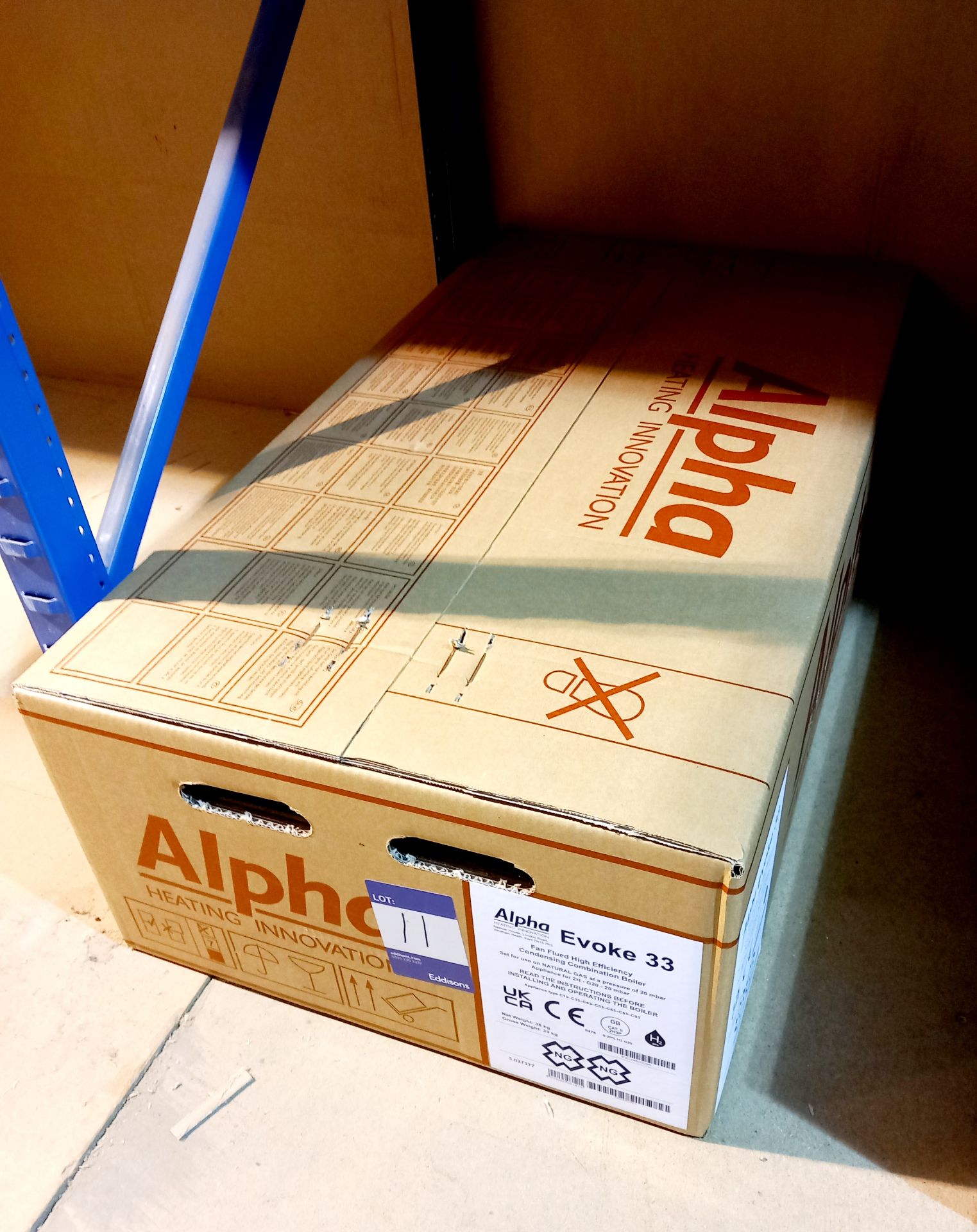 Aplha Evoke 33 fan flued high efficiency condensing combination boiler. This lot forms part of