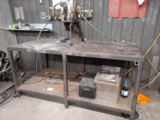 Bespoke Spot Welder, on fabricated workbench, approx. 2000mm x 1000mm, with contents