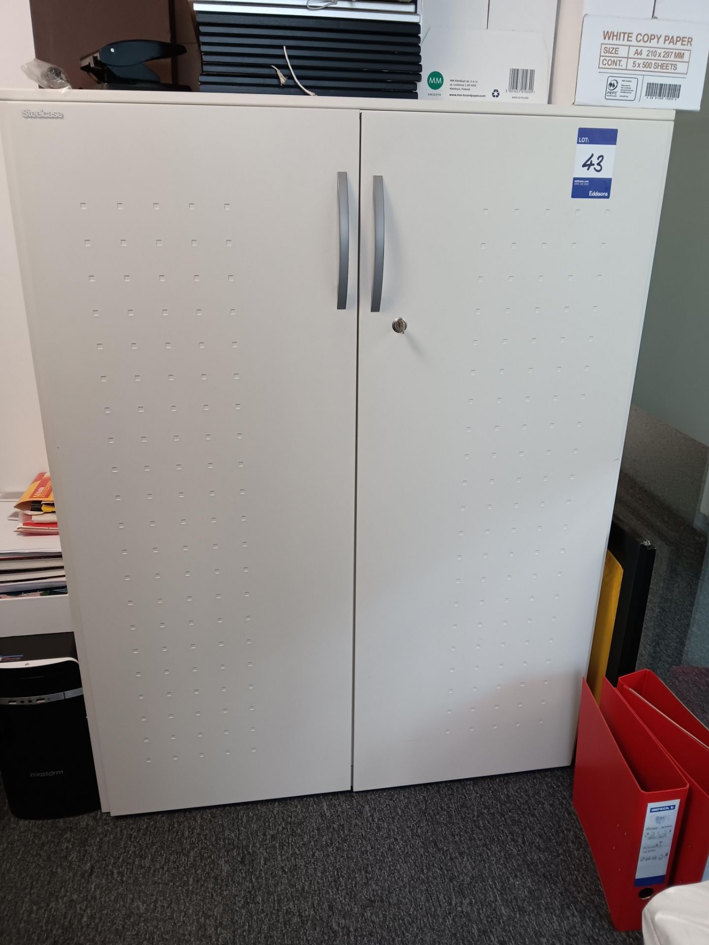 2 x Steelcase White Metal 2-Door Cabinets (Approx. 4ft 2” Height) - Image 2 of 2