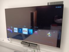 Philips 55” Wall Mounted Smart TV with Logitech MeetUp Conference Camera (Buyer to Unsecure &