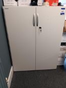 2 x Steelcase White Metal 2-Door Cabinets (Approx. 4ft 2” Height)