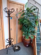 Large Artificial Potted Plant, Coat/Umbrella Stand Black Metal Coat Stand