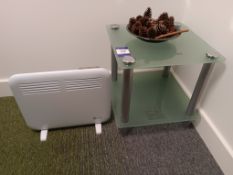 Electric Panel Heater & Chrome Framed Frosted Glass Side Table