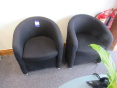 2 x Black fabric upholstered tub chairs