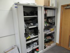 2 x Silverline tambour fronted metal cabinets (App
