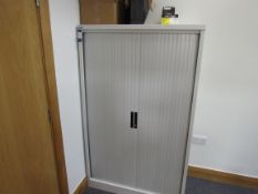 Silverline tambour fronted metal cabinet (Approx.