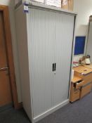 3 x Silverline tambour fronted metal cabinets (2x1