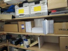 Quantity of assorted office sundries to cupboard