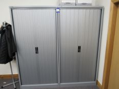 2 x Silverline tambour fronted metal cabinets (App