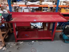 Metal Single Drawer Workbench with Vice (Approx. 6ft 8” Length)