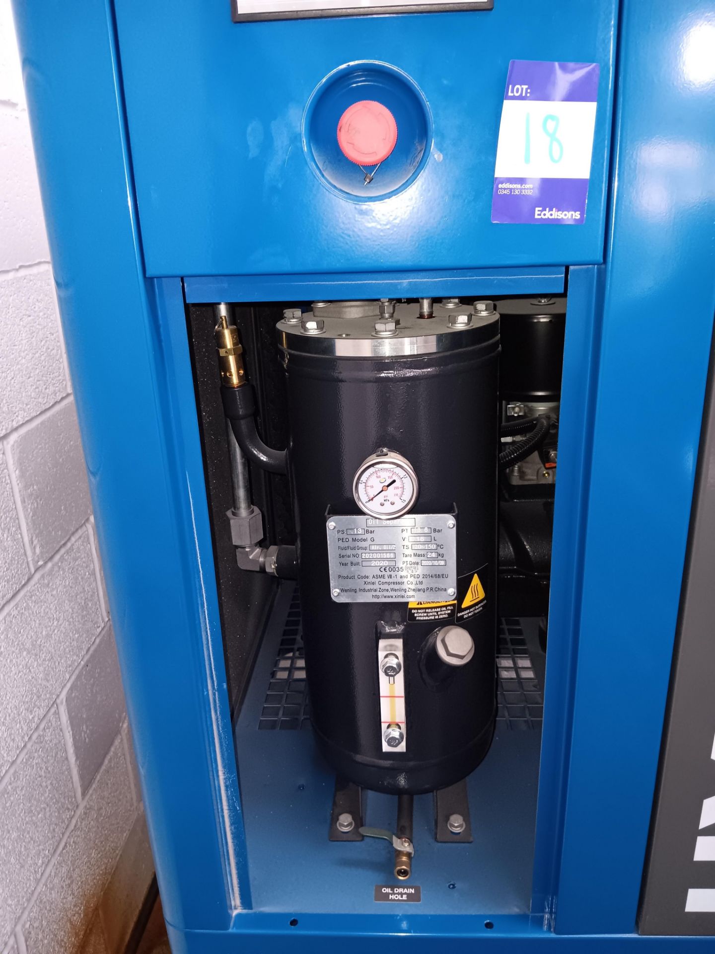 Hyundai HYSC150300 15hp 300litre screw compressor (2020) Serial number 222010, 90 hours recorded - Image 4 of 9