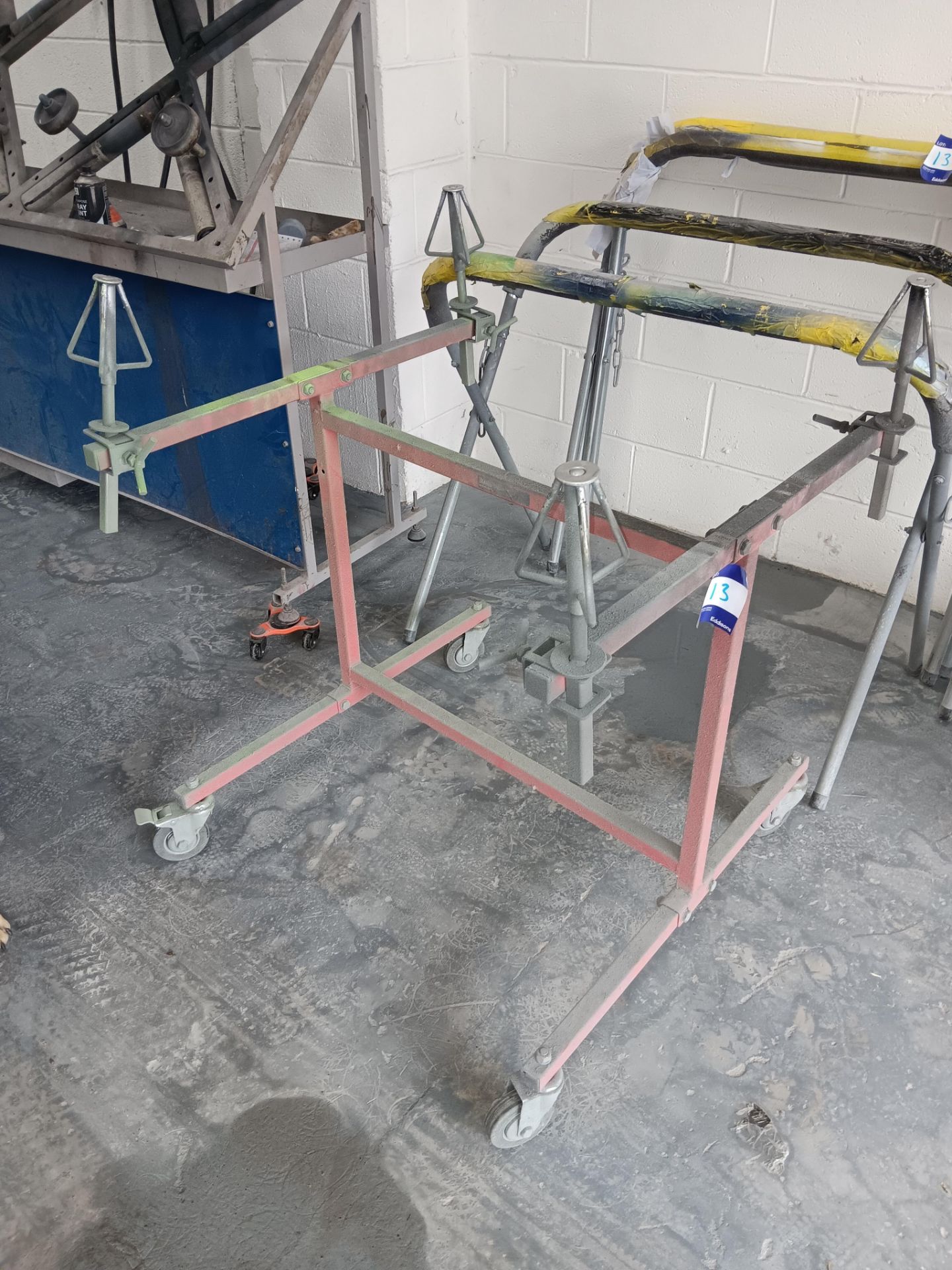 Sealey MK74 4-wheel capacity alloy wheel repair stand, 3 x aluminium folding trestles - Image 2 of 4