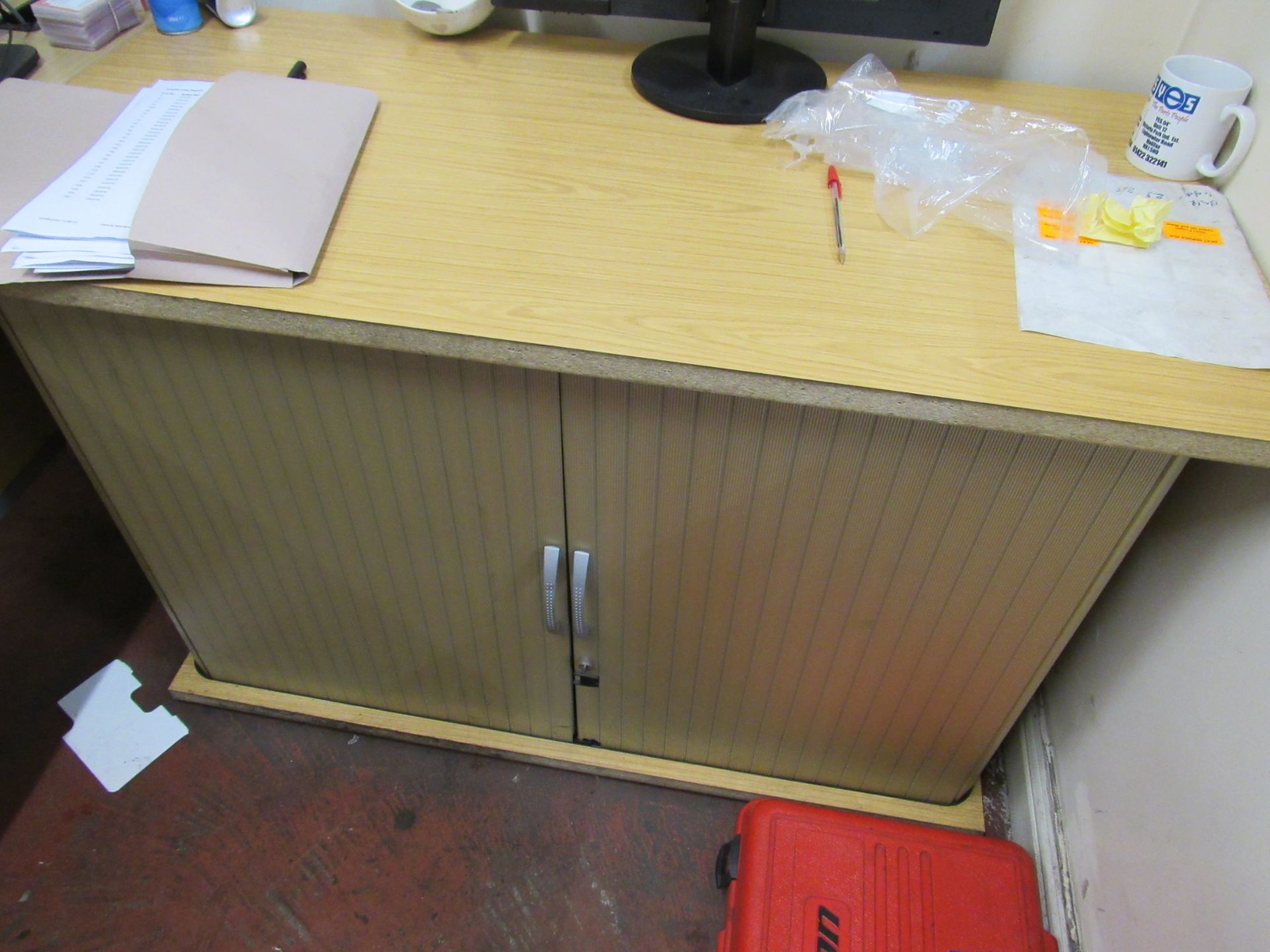 3 x Tambour Fronted office cabinets - Image 2 of 2