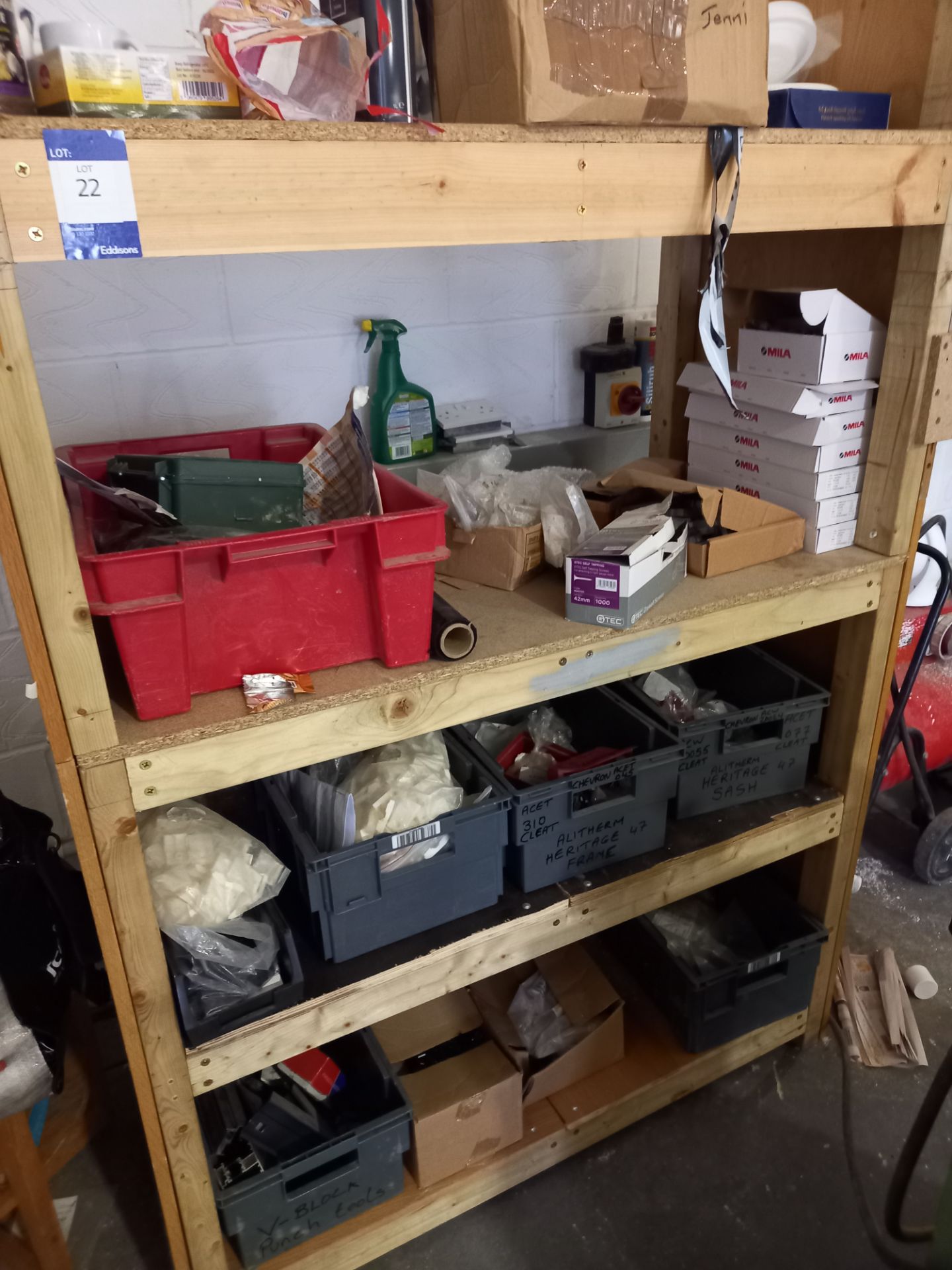 Contents of 4 Tier Wooden Storage Rack