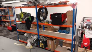 2x Bays of lightweight racking & contents to include misc motorcycles spares & accessories
