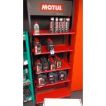Motul display stand & contents of oils and lubricants