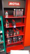 Motul display stand & contents of oils and lubricants