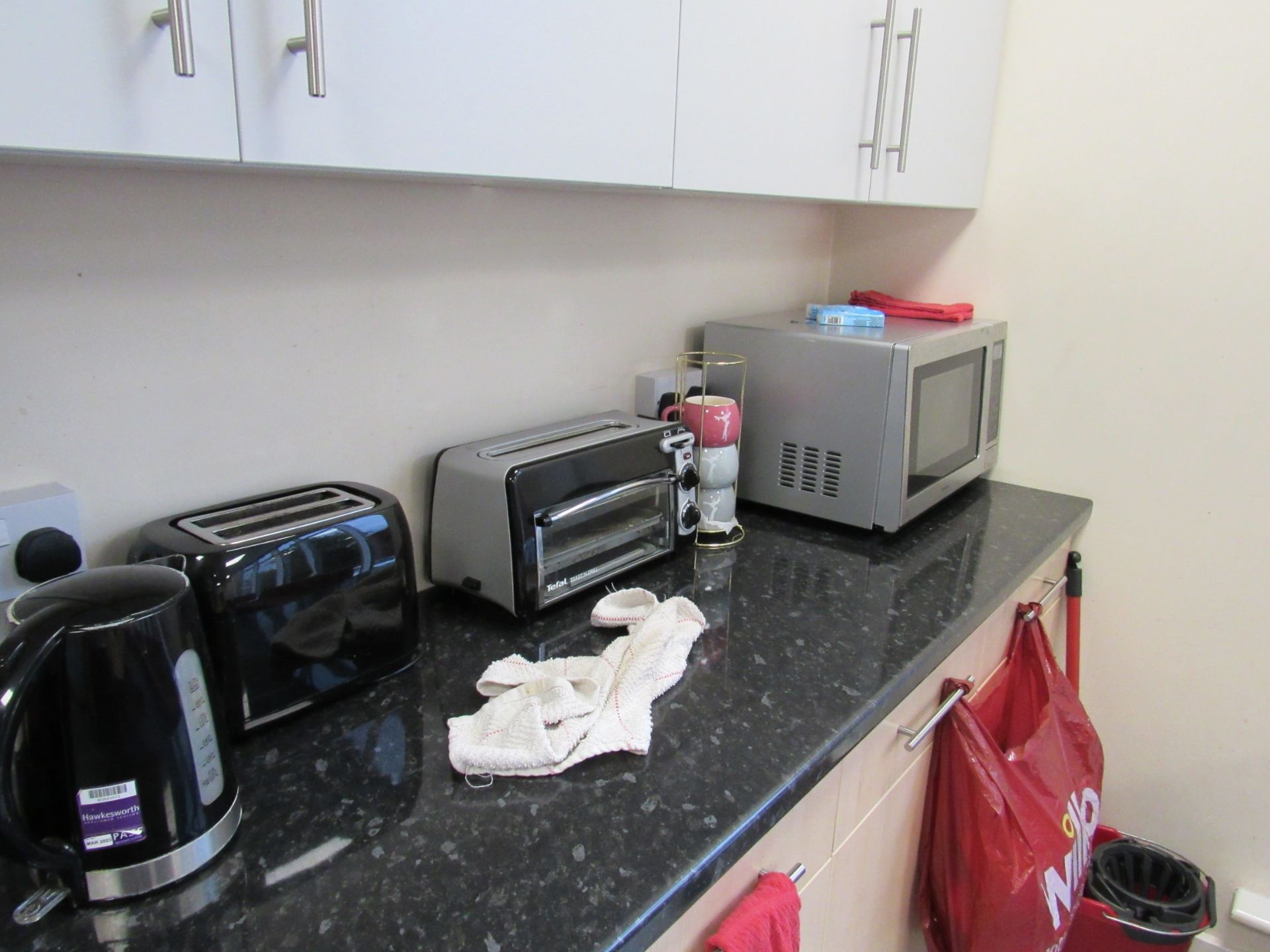 Kitchen electrical goods, table top freezer, fridge, kettle, toaster, microwave, Tefal toast and - Image 2 of 2