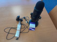 BLUE Yeti USB Streaming Microphone and Logitech HD 1080P Camera with tripod