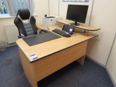 1 x Curved office desk (1500x1200mm) 1 x office chair, 2 x small drawers, 1 x tall 4 drawer unit