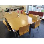 4 x Staff Room Tables (2 x 1800mmx730mm, 2 x 1200mmx730mm), 12 x Staff Room Chairs