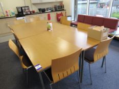 4 x Staff Room Tables (2 x 1800mmx730mm, 2 x 1200mmx730mm), 12 x Staff Room Chairs