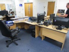 3 x 1 person desks,3 small drawer units, 4 office chairs