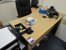 Furniture to office, 1 x office chair, 1 standard chair, 1 desk (approx. 1500mmx1200mm), 2 drawer