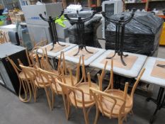6x Iron and Marble Square Café/Bistro Tables & 12x Wooden Effect Chairs