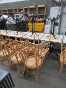 6x Iron and Marble Square Café/Bistro Tables & 12x Wooden Effect Chairs