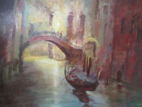 'Venice Gondola' Oil Painting by Martin Ulbricht. RRP £1995. (40" x 30")