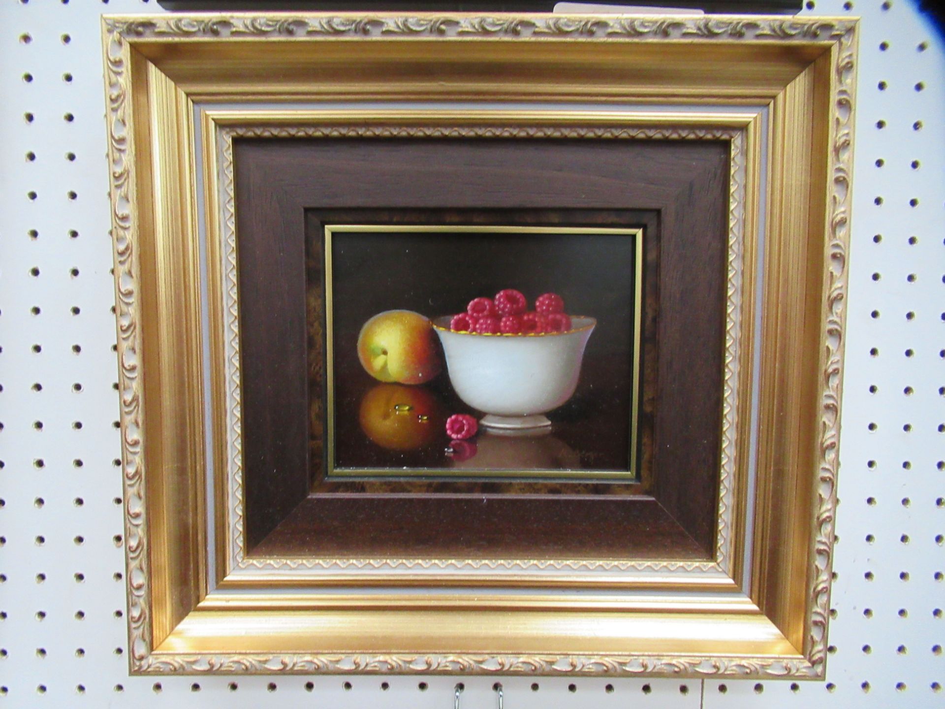 'Raspberries' Oil Painting by Ronald Berger, RRP £595 (12" x 13" including frame) - Image 2 of 3