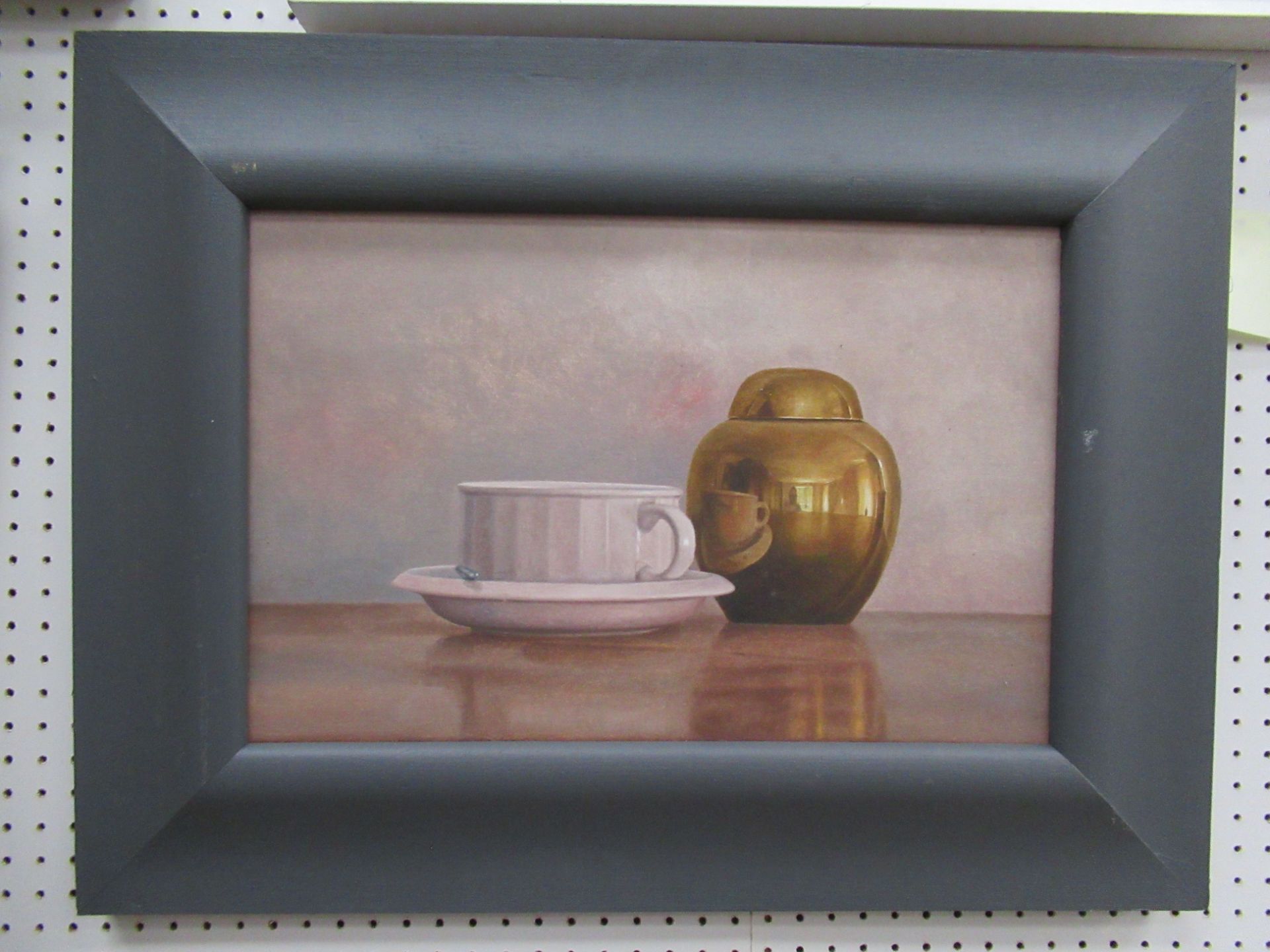 'Cup Saucer, Copper Canister' Oil Painting (artist unknown), RRP £495 ( 25" x 19" including frame) - Image 2 of 2