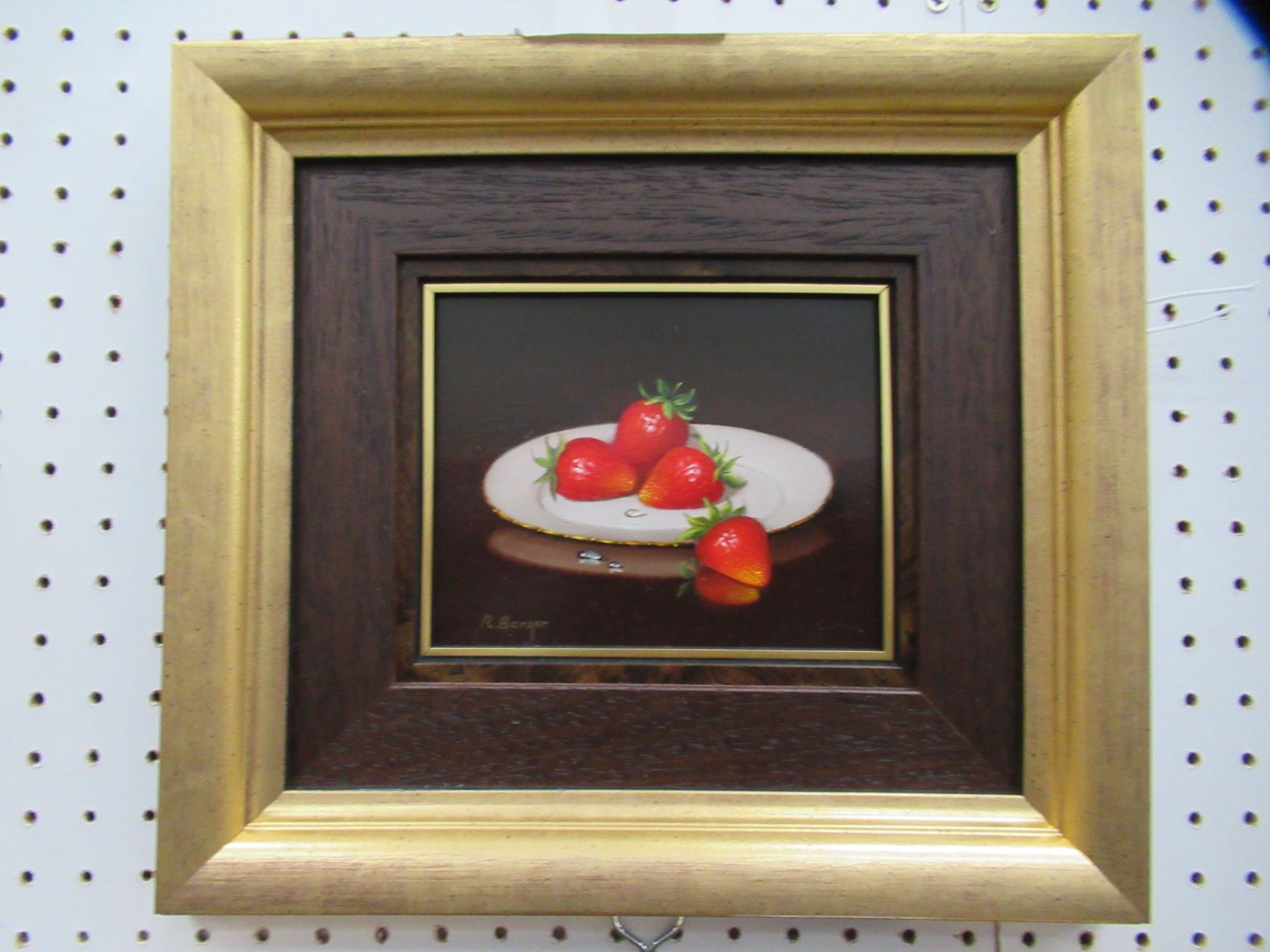 'Strawberries' Oil Painting by Ronald Berger, RRP £595, (12" x 13" including frame) - Image 2 of 2