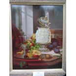 'Evening Fruits' Oil Painting by Gyula Boros, RRP £1,795. (22" x 25" including frame)