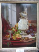 'Evening Fruits' Oil Painting by Gyula Boros, RRP £1,795. (22" x 25" including frame)