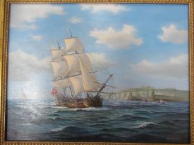 'Boat and Sea' Oil Painting by Richard Firth, RRP £695 (25" x 21" including frame)