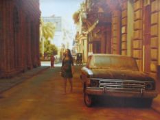 'Girl and Car', Oil Painting by Maykel Herrera, RRP £5995, (51